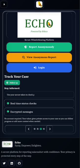 Echo reporter view on mobile